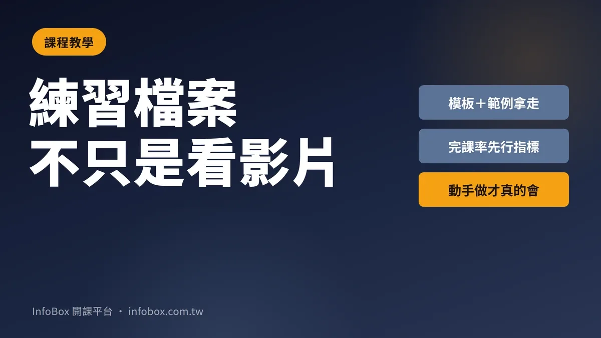 課程「練習檔案」:把動手做這件事補上,不只是看影片