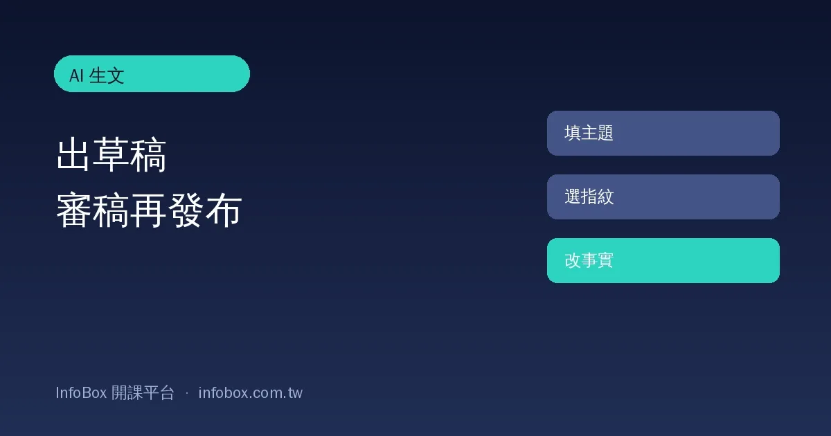 InfoBox AI 生文操作篇:一頁出草稿,到編輯器審稿再發布